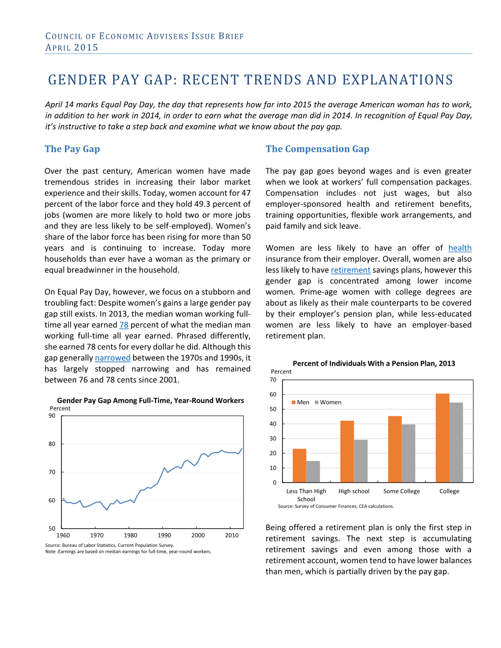 Gender Pay Gap: Recent Trends and Explanations