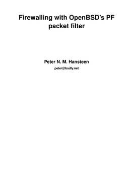 Firewalling with Openbsd's PF Packet Filter