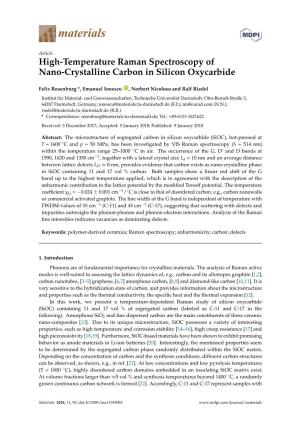 High-Temperature Raman Spectroscopy of Nano-Crystalline Carbon in Silicon Oxycarbide