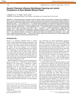 Desmin Filaments Influence Myofilament Spacing and Lateral