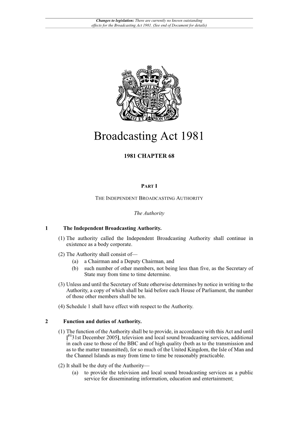 Broadcasting Act 1981