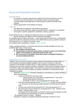 Equity and Equitable Interests