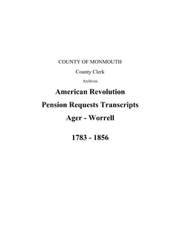 American Revolution Pension Requests Transcripts Ager - Worrell