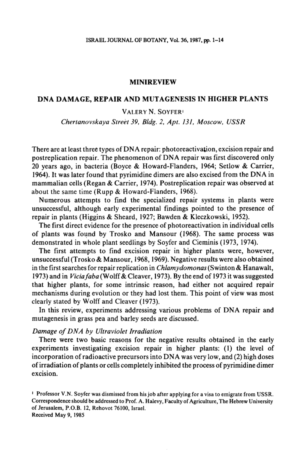 Mini Review Dna Damage, Repair and Mutagenesis In