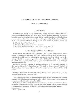 An Overview of Class Field Theory