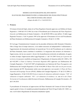 Isola Del Giglio Piano Strutturale Integrazione Documento Di Avvio Del Procedimento