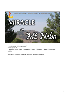 What Is Special with Mount Nebo? Nebo = Prophet the Summit Is Only 808 M