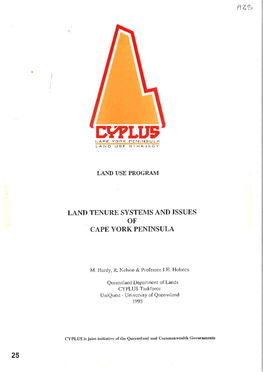 Land Tenure Systems and Issues of Cape York Peninsula