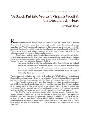"A Shock Put Into Words": Virginia Woolf & the Dreadnought Hoax