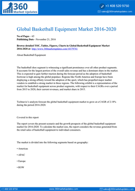 Global Basketball Equipment Market 2016-2020