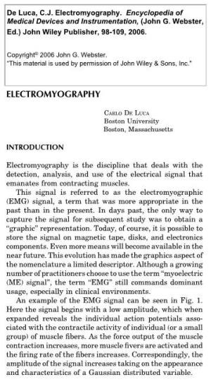 Electromyography. Encyclopedia of Medical Devices And