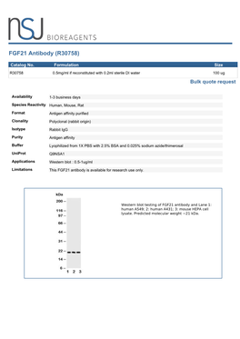 FGF21 Antibody (R30758)