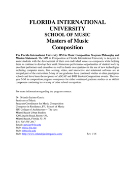 FLORIDA INTERNATIONAL UNIVERSITY Masters of Music