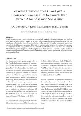Sea Reared Rainbow Trout Oncorhynchus Mykiss Need Fewer Sea Lice Treatments Than Farmed Atlantic Salmon Salmo Salar