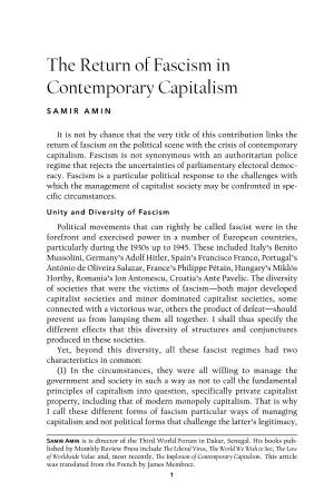 The Return of Fascism in Contemporary Capitalism