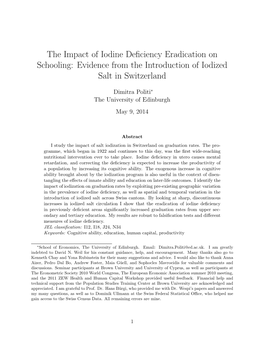 The Impact of Iodine Deficiency Eradication on Schooling: Evidence