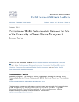 Perceptions of Health Professionals in Ghana on the Role of the Community in Chronic Disease Management