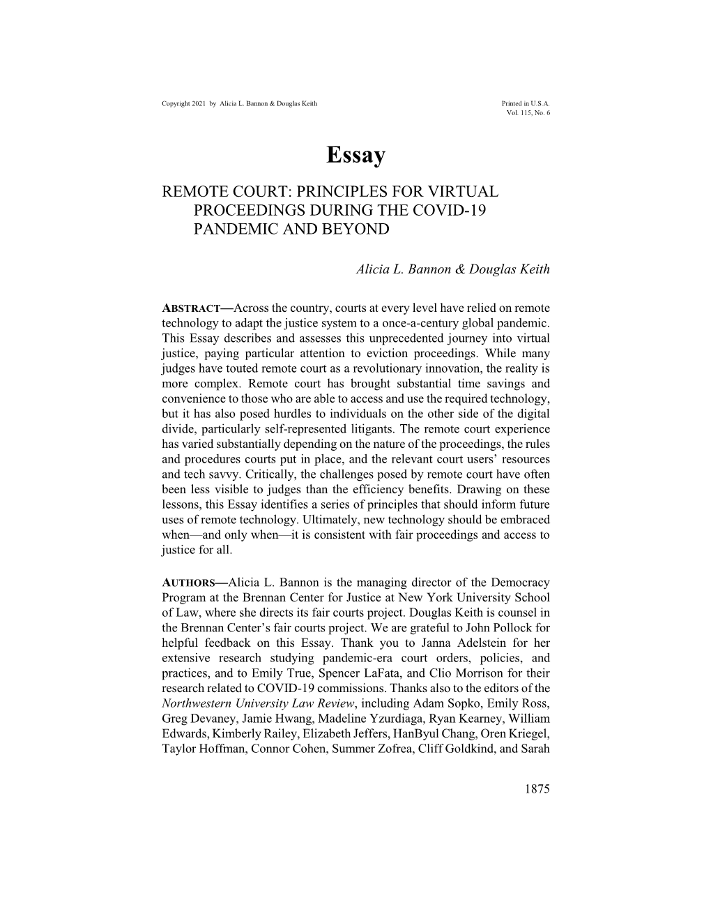 Remote Court: Principles for Virtual Proceedings During the Covid-19 Pandemic and Beyond