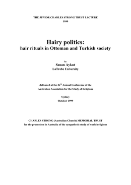 1999 Dr Susan Aykut, Hairy Politics: Hair Rituals in Ottoman and Turkish