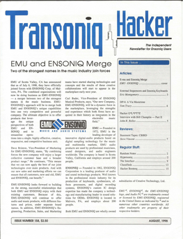 EMU and ENSONIQ Merge in This Issue