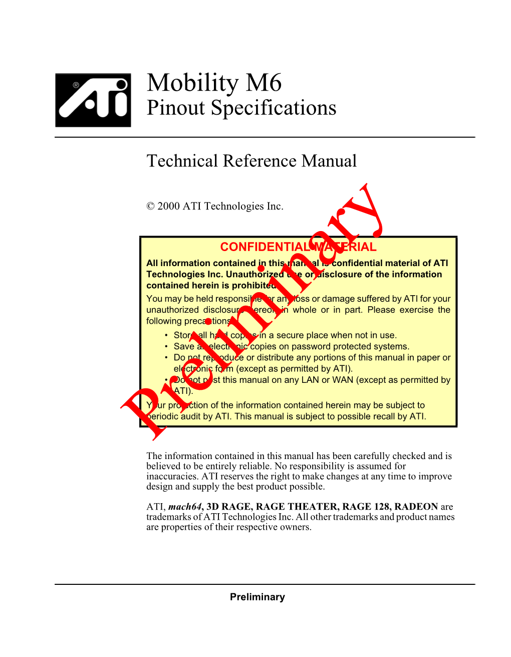 Mobility M6 Pinout Specifications