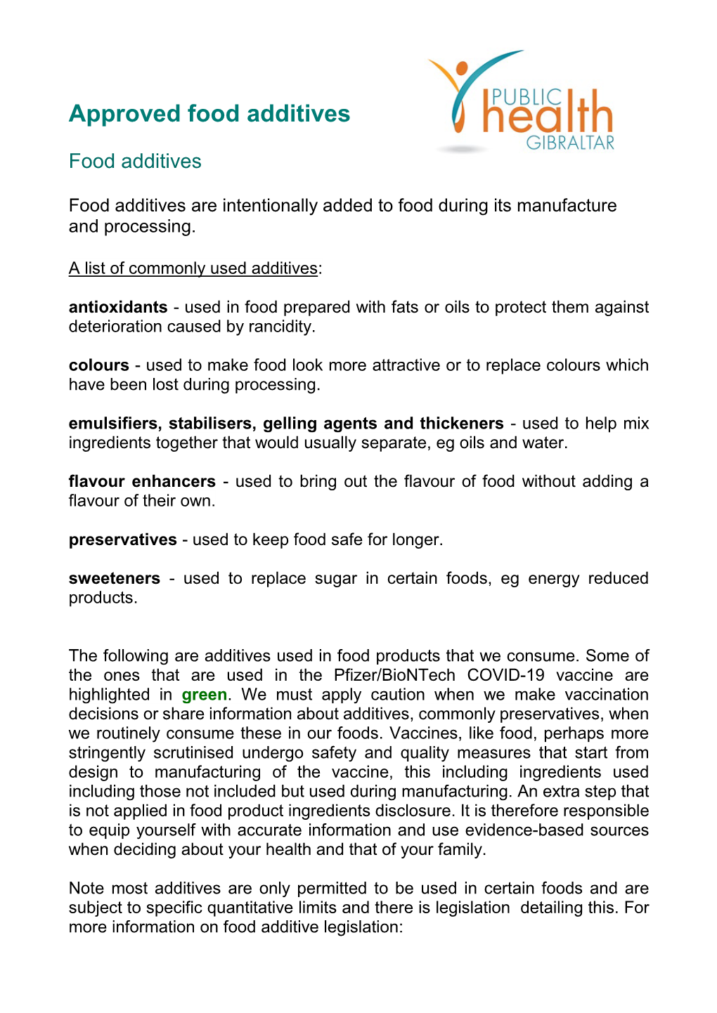 Comparison of Food and Vaccine Additives