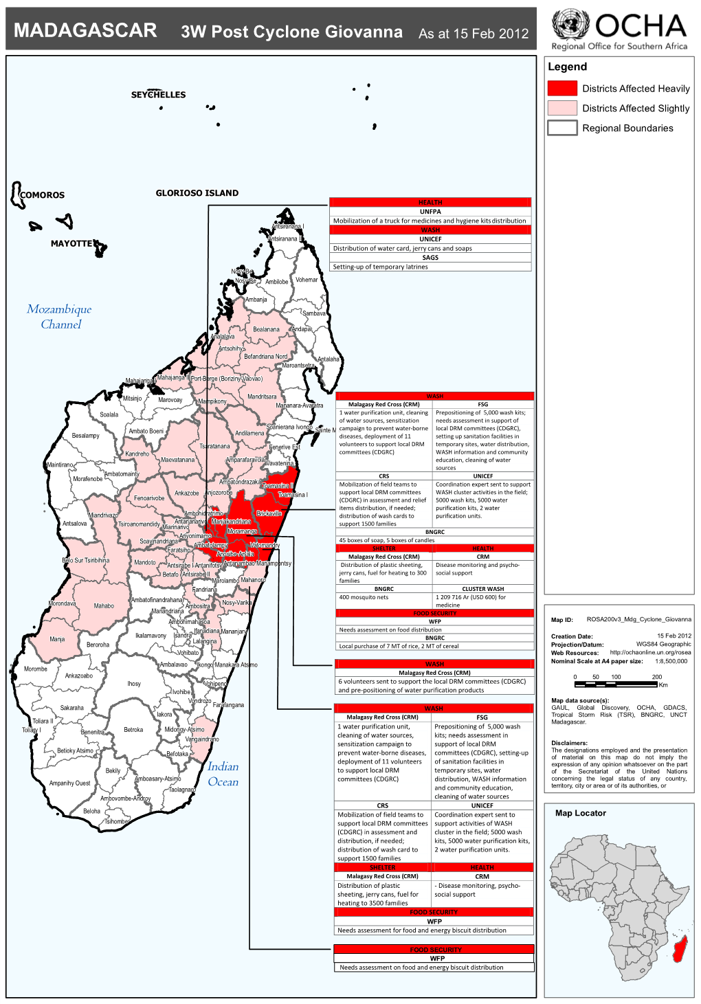 MADAGASCAR 3W Post Cyclone Giovanna As at 15 Feb 2012