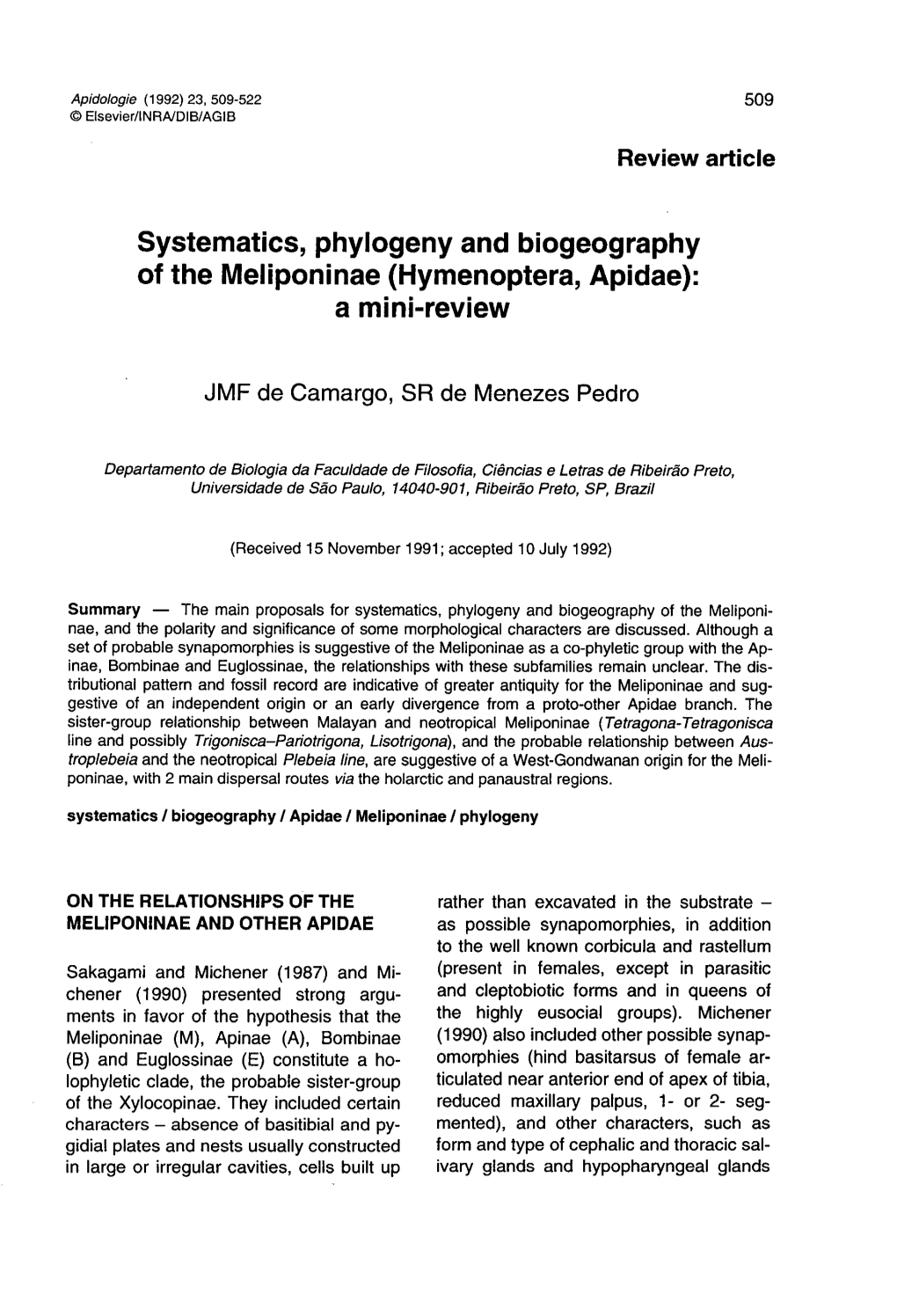 Hymenoptera, Apidae): a Mini-Review