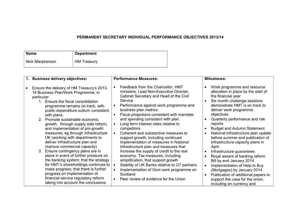 Nick Macpherson Objectives 2013-14