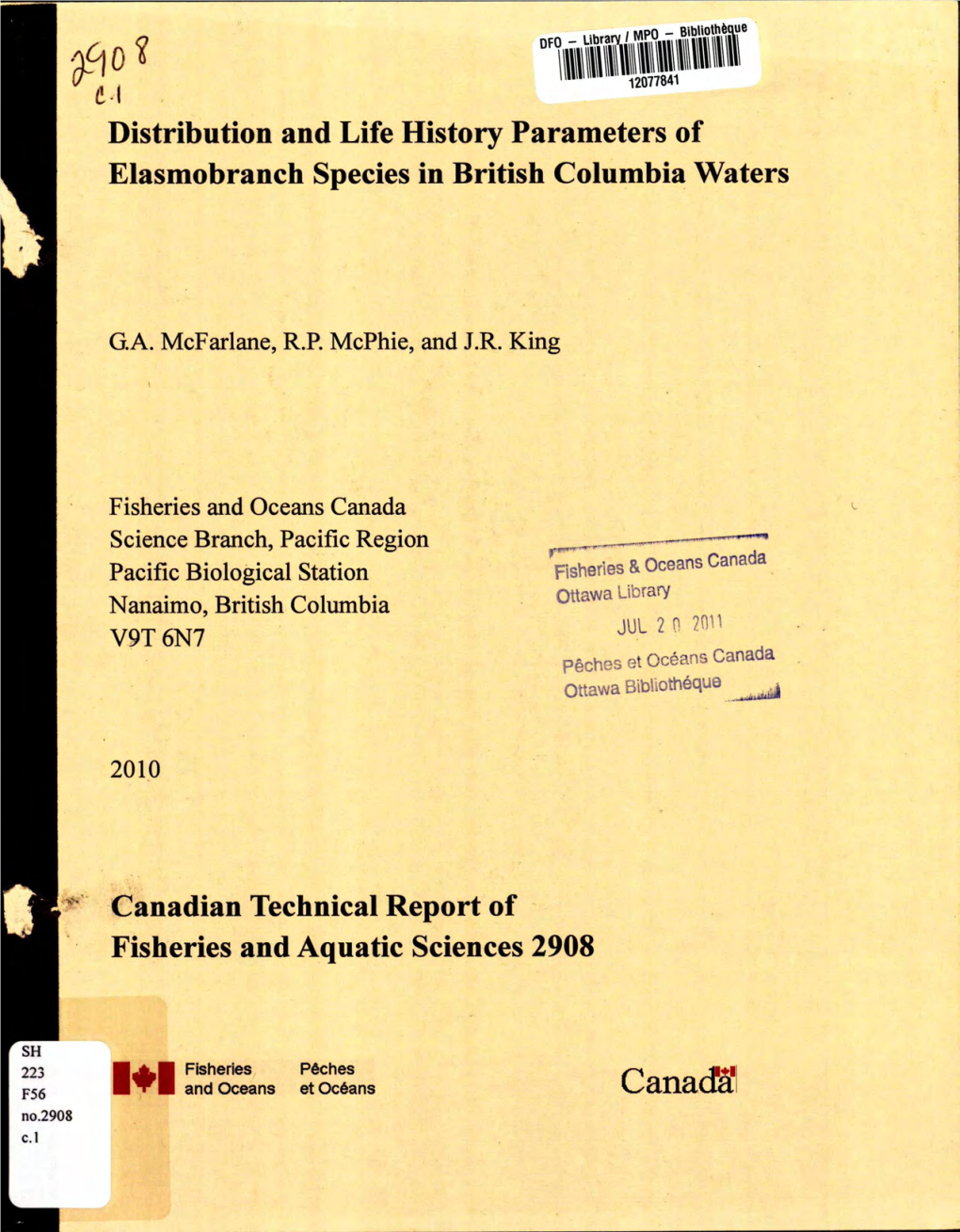 Canadian Technical Report of Fisheries and Aquatic Sciences No