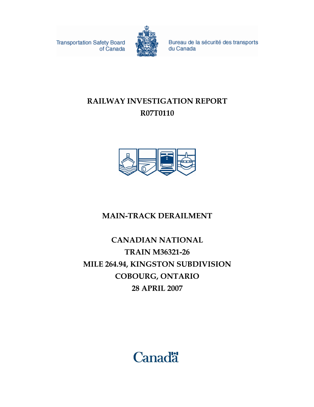 Railway Investigation Report R07t0110