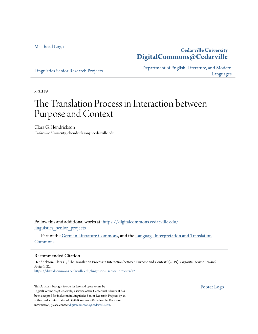 The Translation Process in Interaction Between Purpose and Context