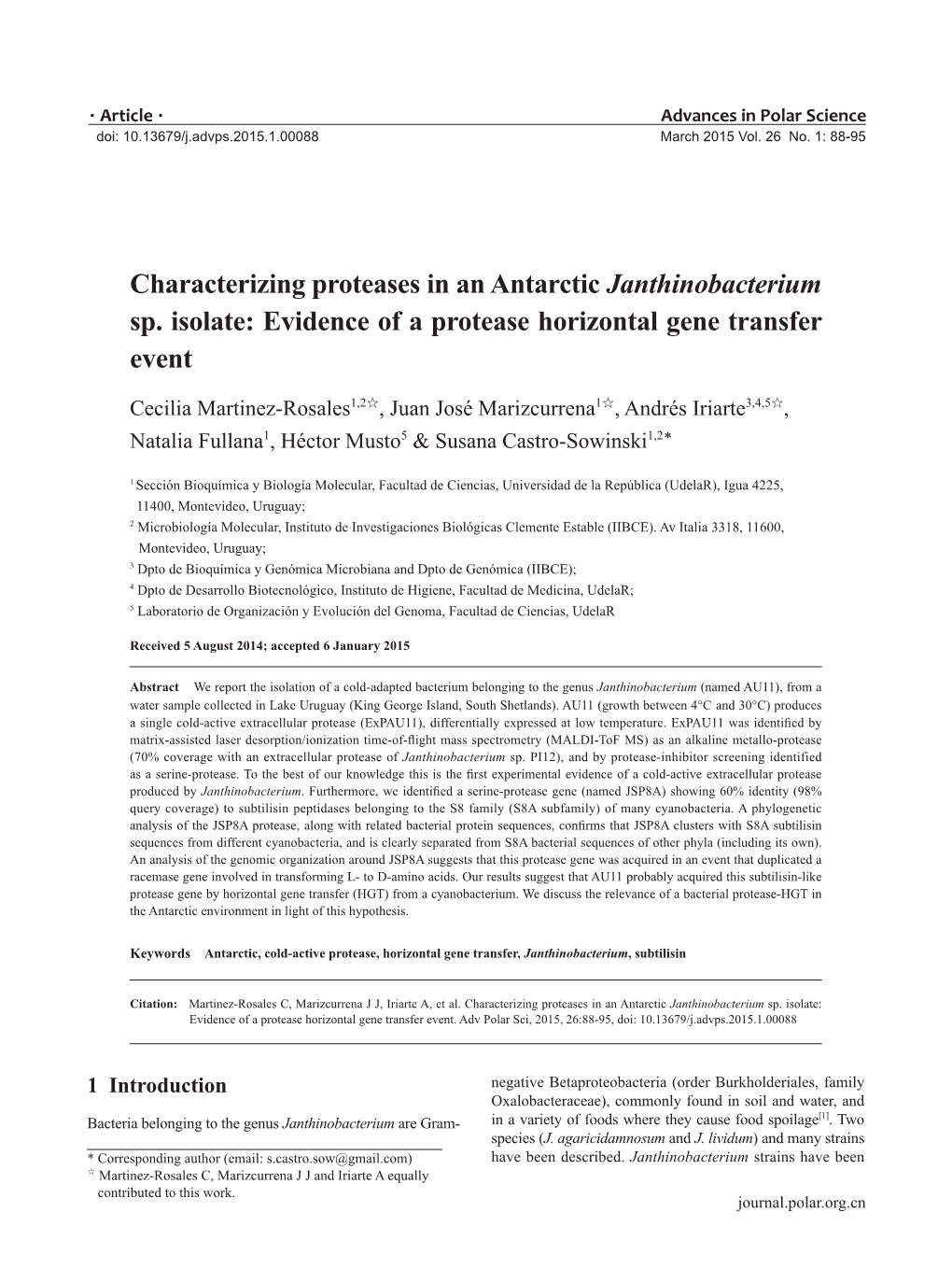 Characterizing Proteases in an Antarctic Janthinobacterium Sp