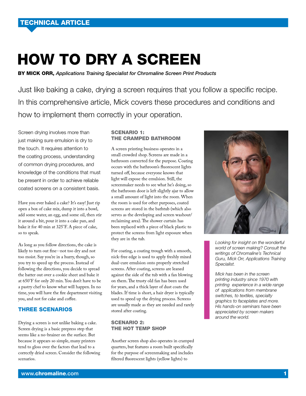 HOW to DRY a SCREEN by MICK ORR, Applications Training Specialist for Chromaline Screen Print Products