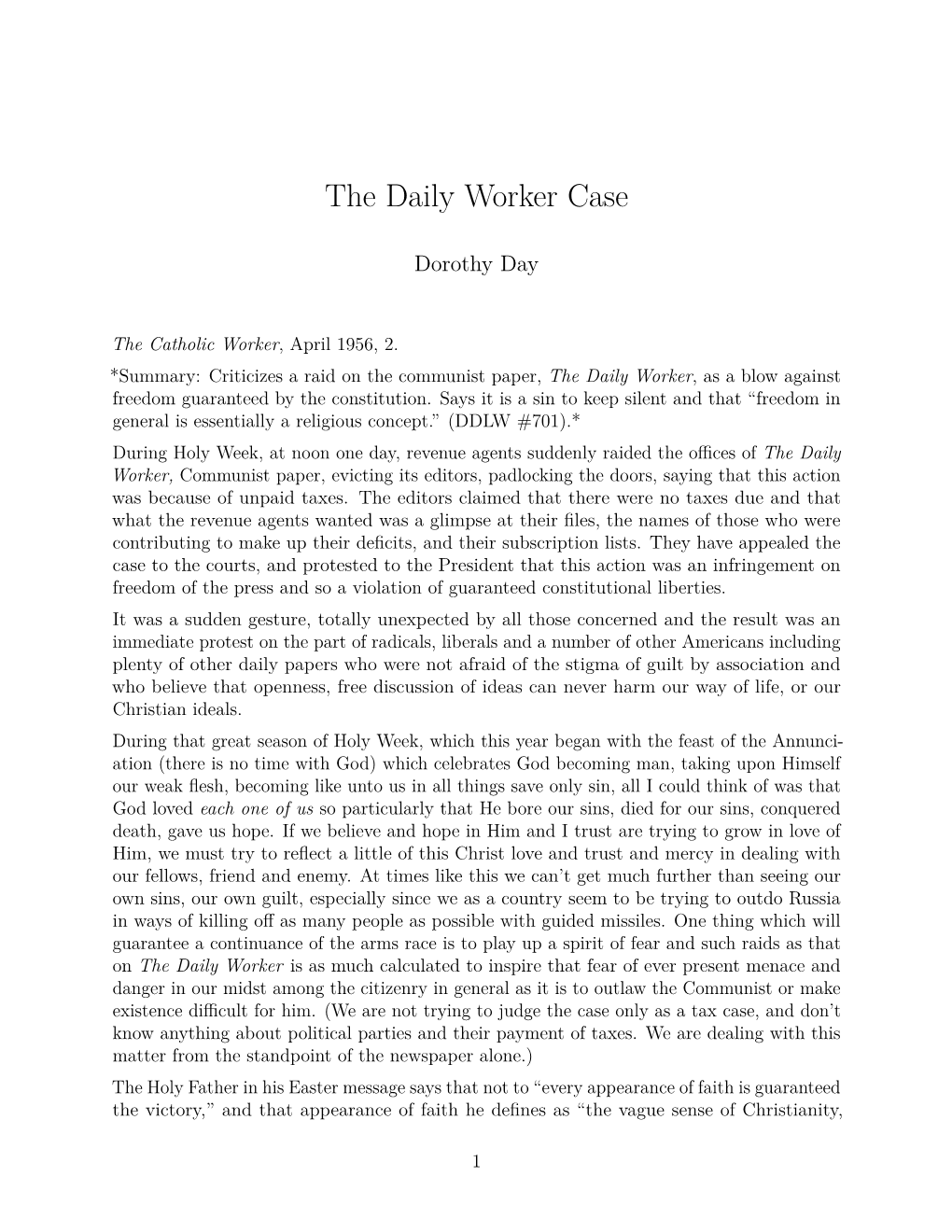 The Daily Worker Case