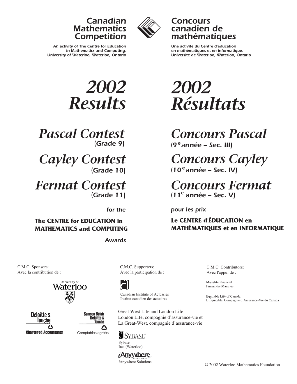 2002 2002 Results Résultats