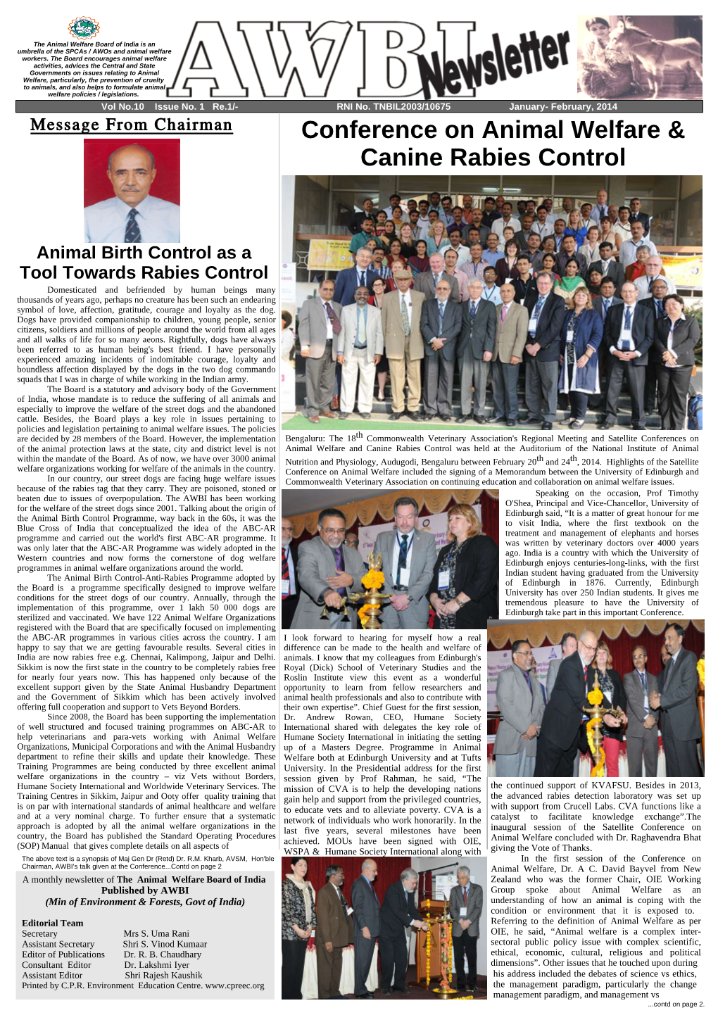 Conference on Animal Welfare & Canine Rabies Control