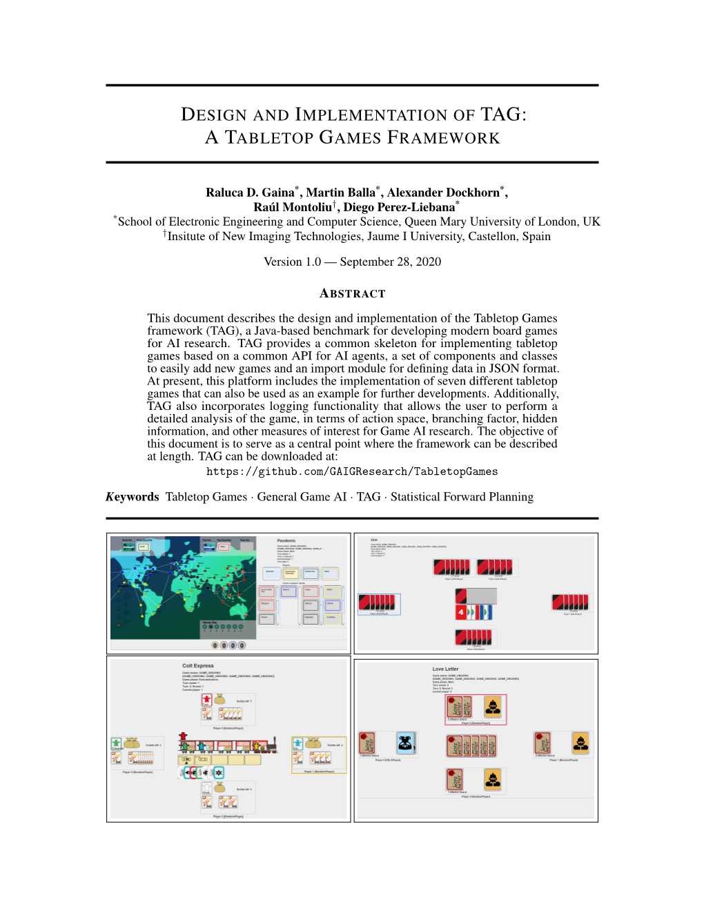 Design and Implementation of Tag: a Tabletop Games