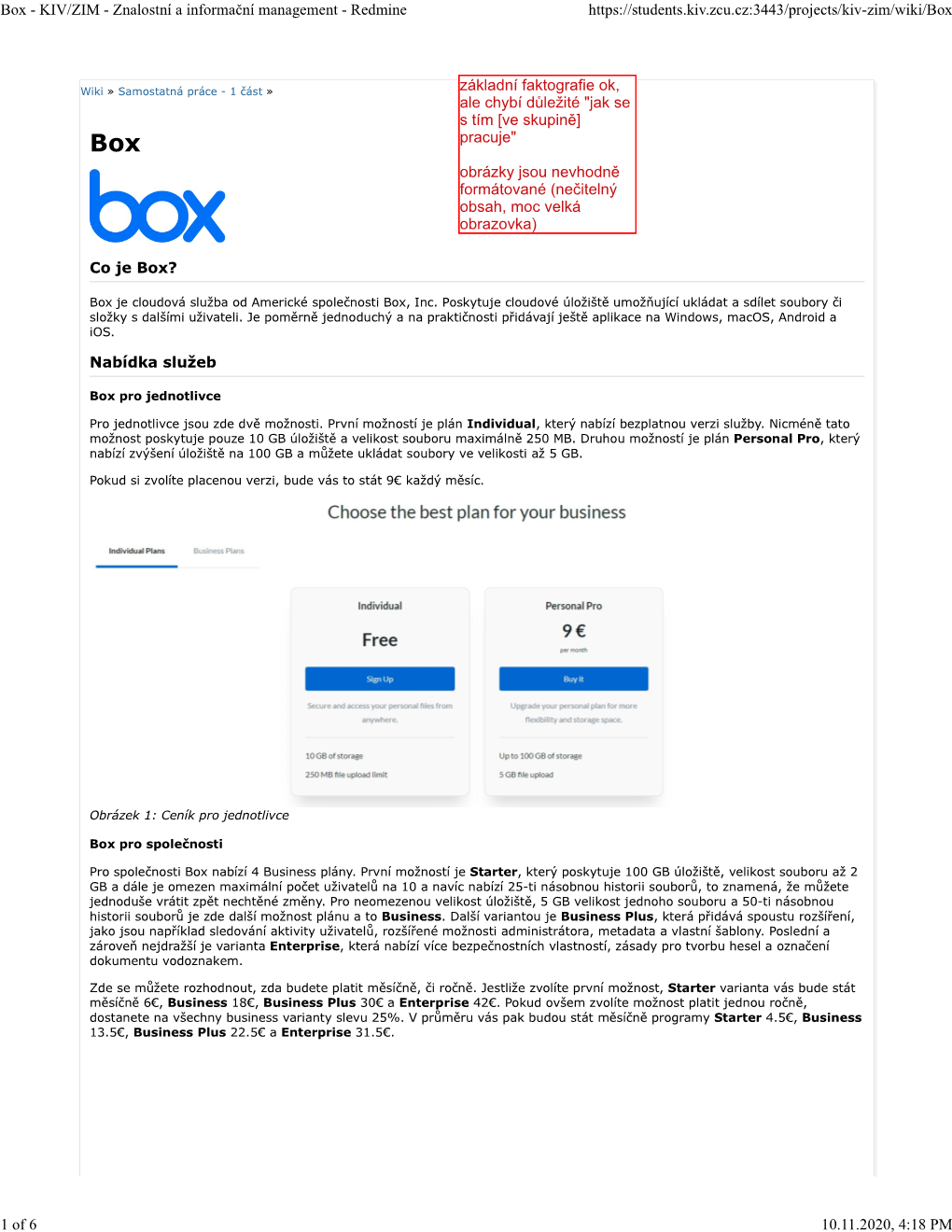 Box - KIV/ZIM - Znalostní a Informační Management - Redmine