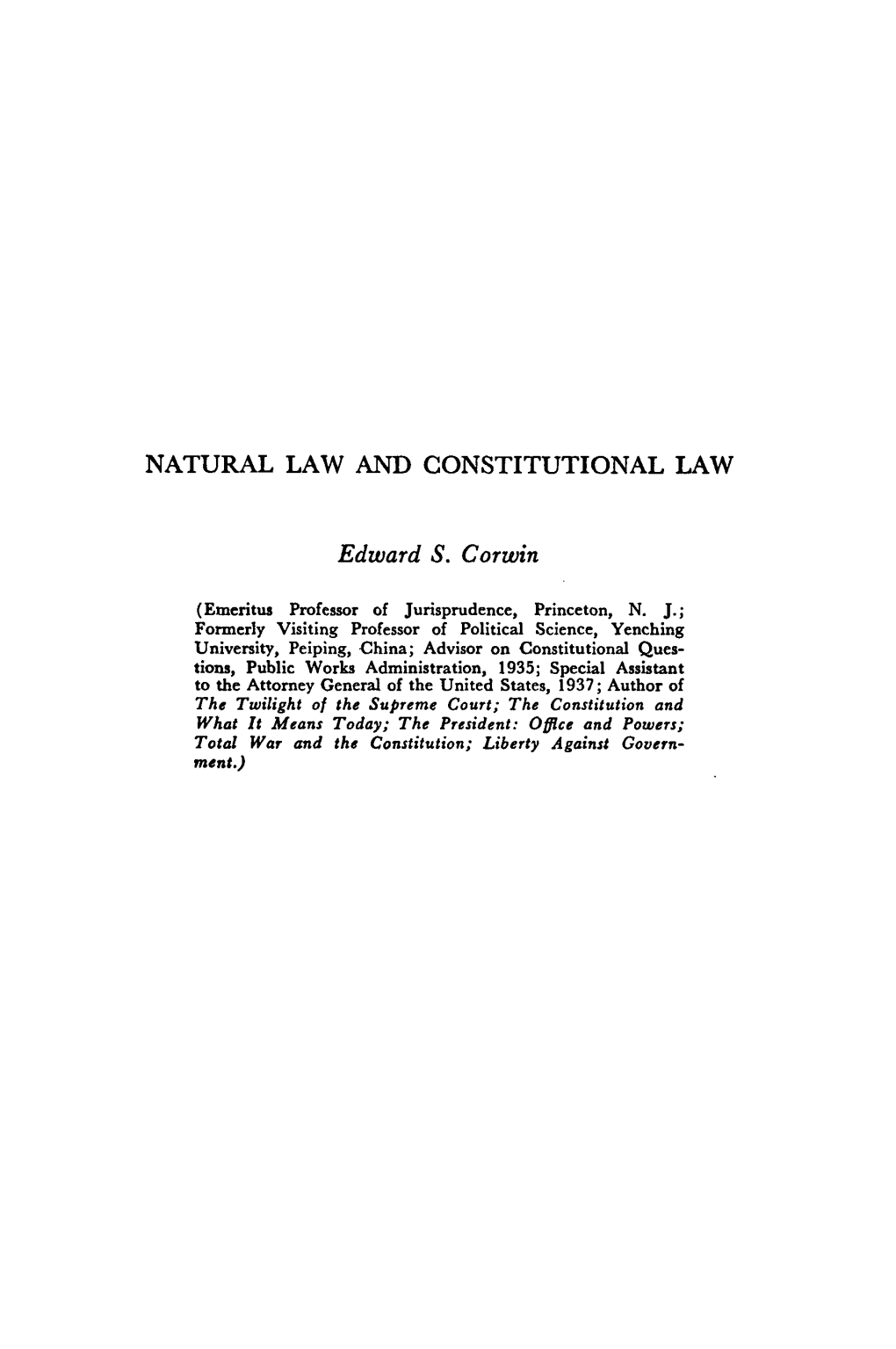 Natural Law and Constitutional Law