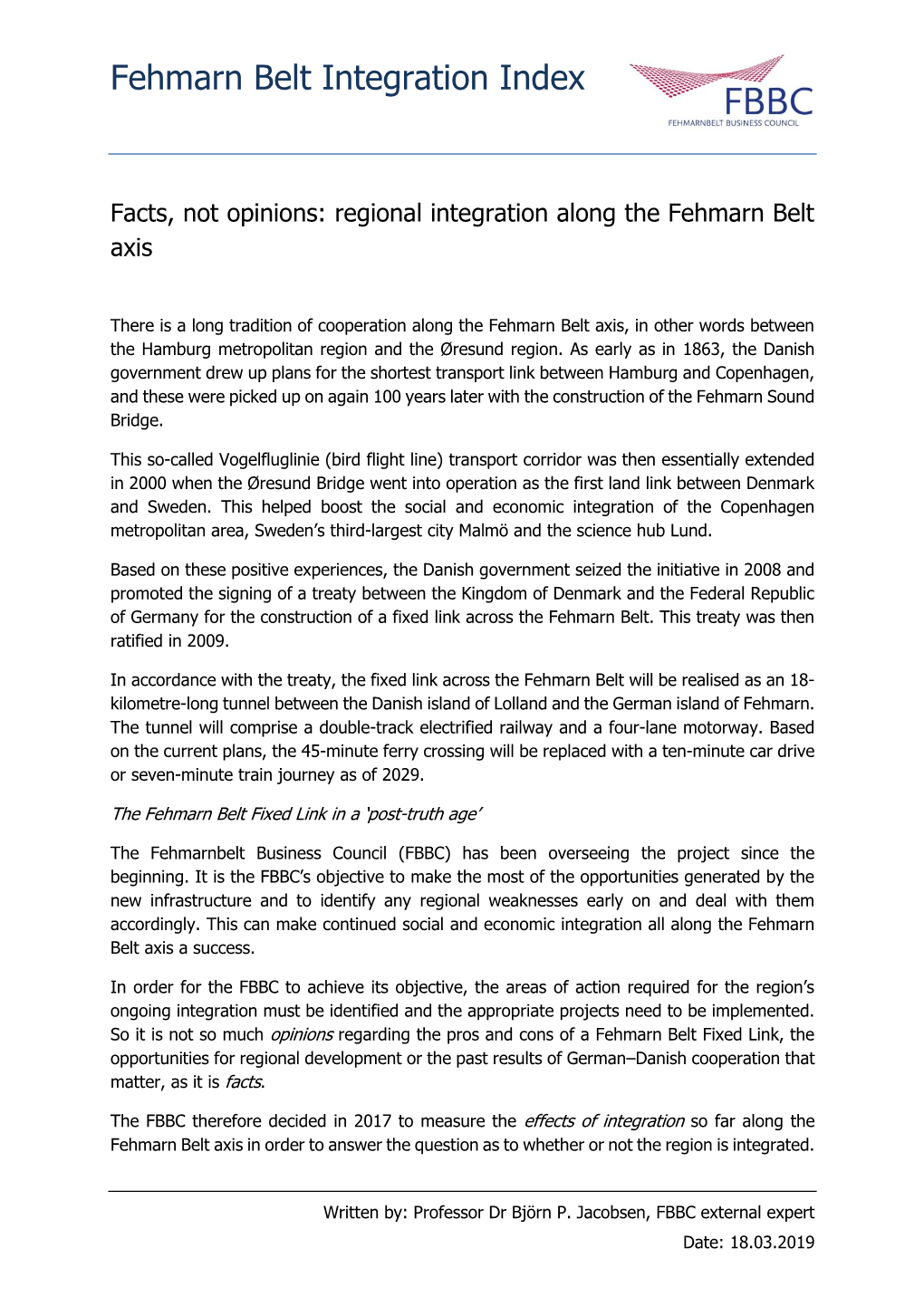 Fehmarn Belt Integration Index