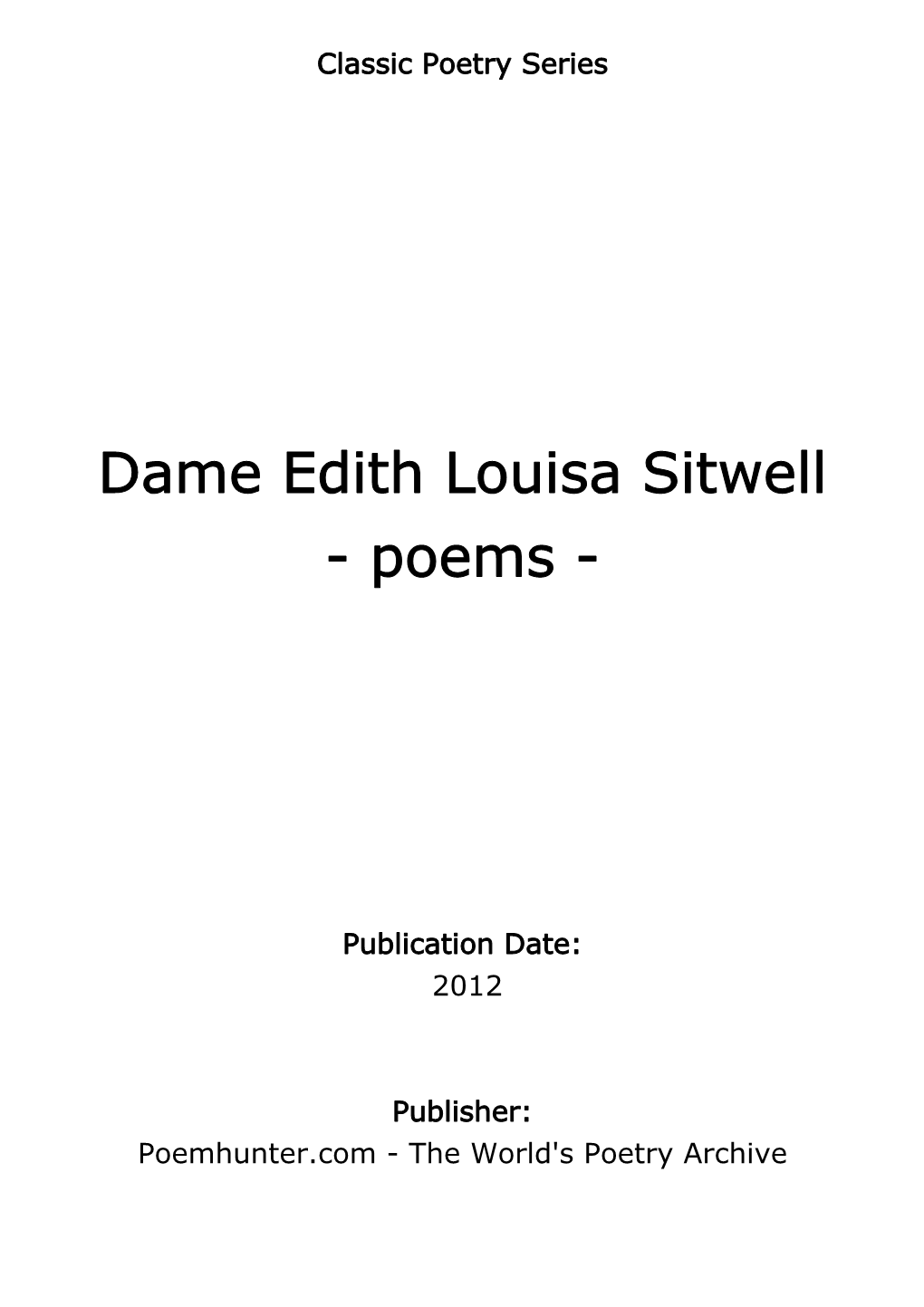 Dame Edith Louisa Sitwell - Poems