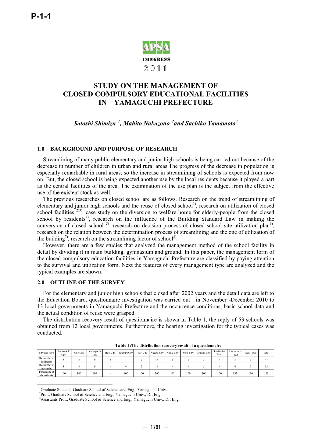 Study on the Management of Closed Compulsory Educational Facilities in Yamaguchi Prefecture