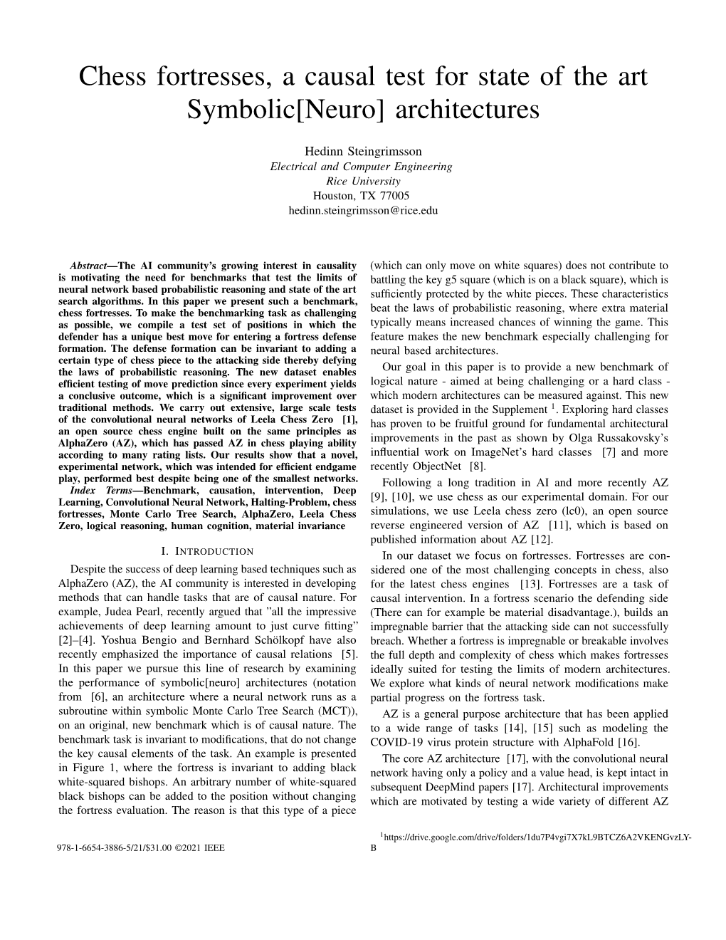 Chess Fortresses, a Causal Test for State of the Art Symbolic[Neuro] Architectures