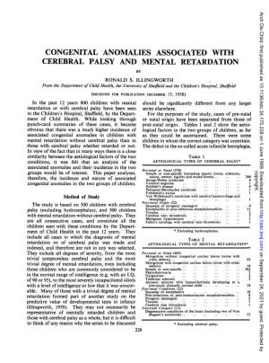 Congenital Anomalies Associated with Cerebral Palsy and Mental Retardation by Ronald S