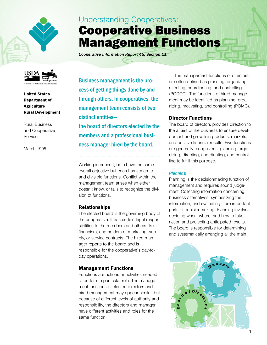 Cooperative Business Management Functions Cooperative Information Report 45, Section 11