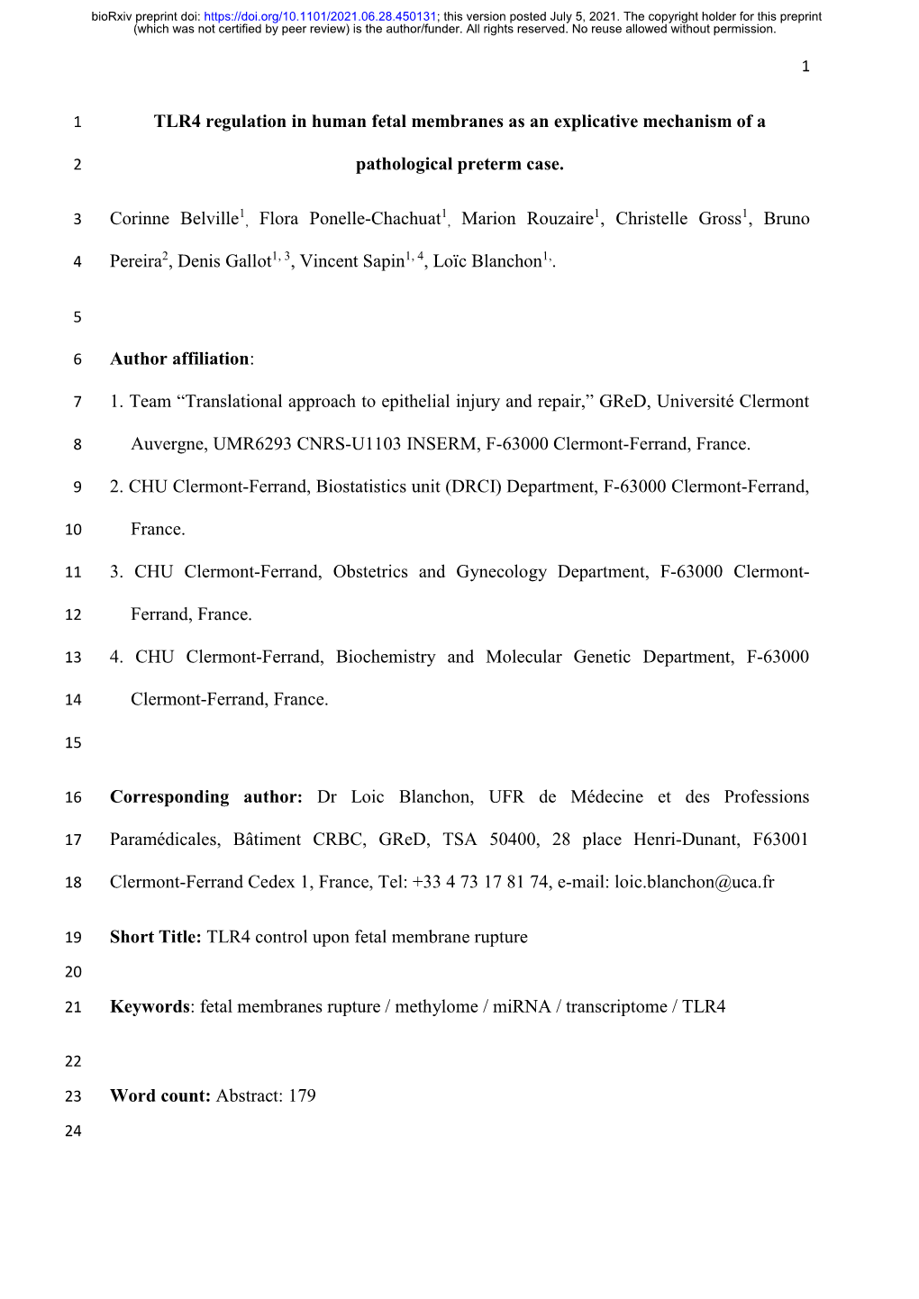 TLR4 Regulation in Human Fetal Membranes As an Explicative Mechanism of A