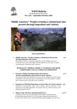 WRM Bulletin Middle America:" Peoples Resisting a Colonial Past