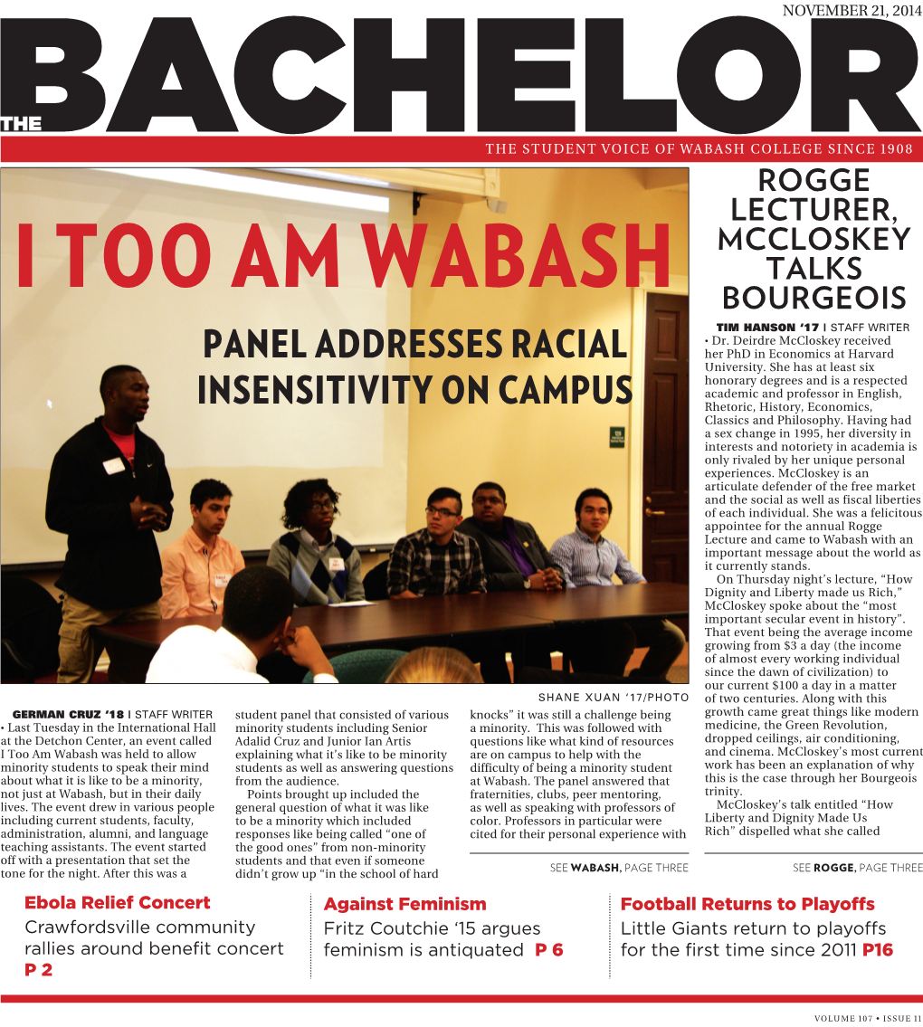 I TOO AM WABASH BOURGEOIS TIM HANSON ‘17 | STAFF WRITER • Dr