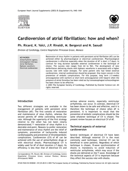 Cardioversion of Atrial Fibrillation: How and When? Downloaded from by Guest on 29 September 2021